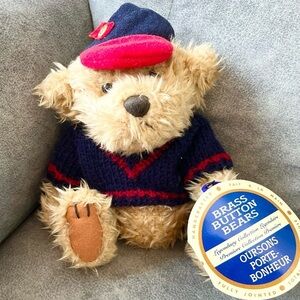 PICKFORD BEAR Vintage 1996 Plush TULLY BRASS BUTTON COLLECTION 9”